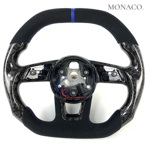 Custom carbon fiber steering wheel for Audi A1 A3 A4 A5 A6 A7 S3 S4 RS3 R8 Q3 Q5 Q7 Q8 TT 8V B8 B9 C7 (2013–2024): Suede Forged Carbon