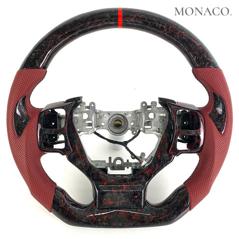 Custom carbon fiber steering wheel for Lexus NX IS IS300 IS350 ES (2014–2022): Red Perforated Leather Red Forged Carbon