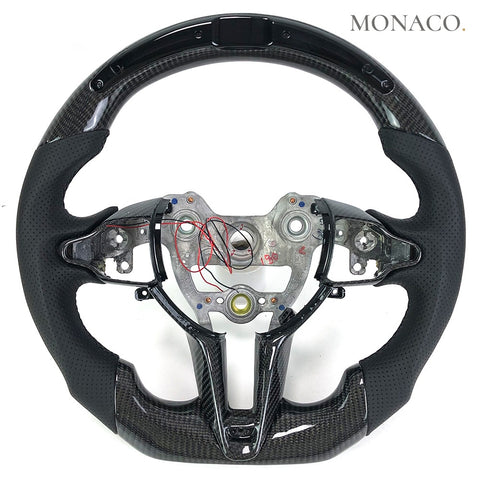 Custom carbon fiber steering wheel for Hyundai Elantra N i30N i20N (2019–2023): Black Perforated Leather LED Carbon