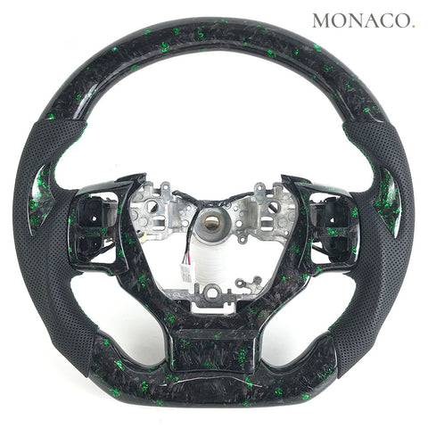 Custom carbon fiber steering wheel for Lexus IS IS250 IS350 IS F NX RX350 (2014–2020): Green Powder Forged Carbon