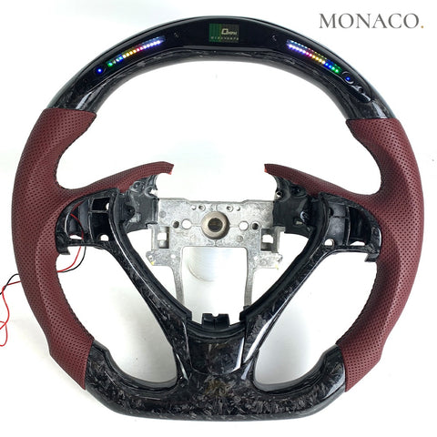 Custom carbon fiber steering wheel for Acura TL TLX (2015–2020): Perforated Leather LED Forged Carbon