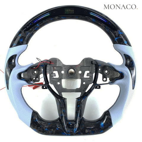 Custom carbon fiber steering wheel for Hyundai Elantra N i30N i20N (2019–2020): LED Forged Carbon