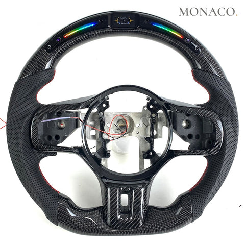 Custom carbon fiber steering wheel for Mitsubishi Lancer Evolution X (2008–2015): LED Carbon