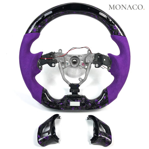 Custom carbon fiber steering wheel for Lexus IS250 IS350 (2008–2014): RGB LED Purple Forged Carbon