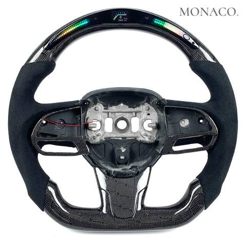 Custom carbon fiber steering wheel for Chrysler 300 300C (2015–2023): Suede LED Honeycomb Carbon