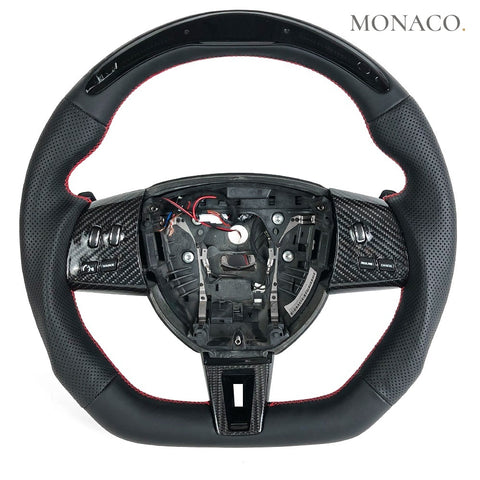 Custom carbon fiber steering wheel for Jaguar XF XJ F-Type XE E-Pace F-Pace (2016–2024): LED Leather