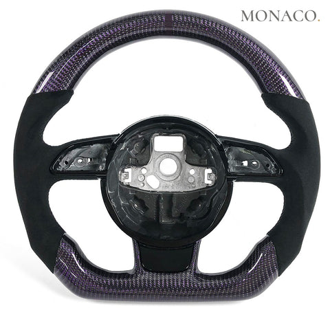 Custom carbon fiber steering wheel for Audi A3 A4 B8 A5 A7 C7 A8 S3 S5 S7 RS3 RS4 RS5 RS6 RS7 (2012–2018): Purple Carbon