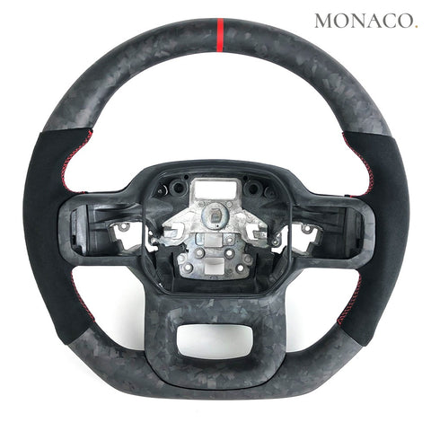 Custom carbon fiber steering wheel for Ford F-150 Raptor F-250 (2018–2020): Black Suede Matte Forged Carbon