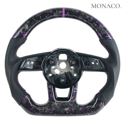 Custom carbon fiber steering wheel for Audi A3 A4 A5 A6 A8 Q5 Q7 Q8 TT B8 B9 (2013–2024): Purple Forged Carbon