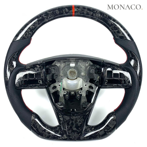 Custom carbon fiber steering wheel for Mazda Mazda3 Mazda6 CX-3 CX-5 (2014–2018): Perforated Leather Forged Carbon