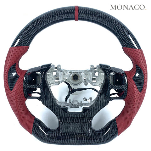 Custom carbon fiber steering wheel for Lexus NX IS RX350 GS350 GX ES (2014–2022): Red Perforated Leather Carbon