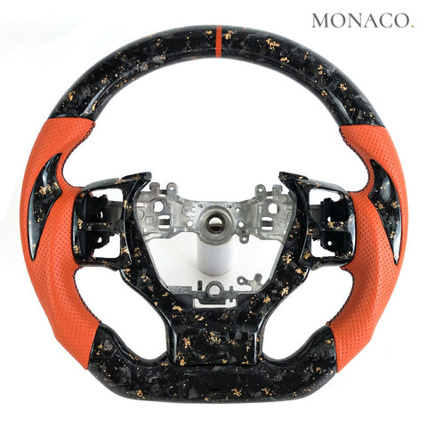 Custom carbon fiber steering wheel for Lexus IS250 IS300 IS350 ES350 RC F Sport (2014–2020): Orange Forged Carbon