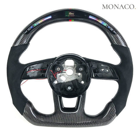 Custom carbon fiber steering wheel for Audi A4 A5 A6 A7 Q5 Q7 Q8 e-tron (2017–2024): LED Carbon