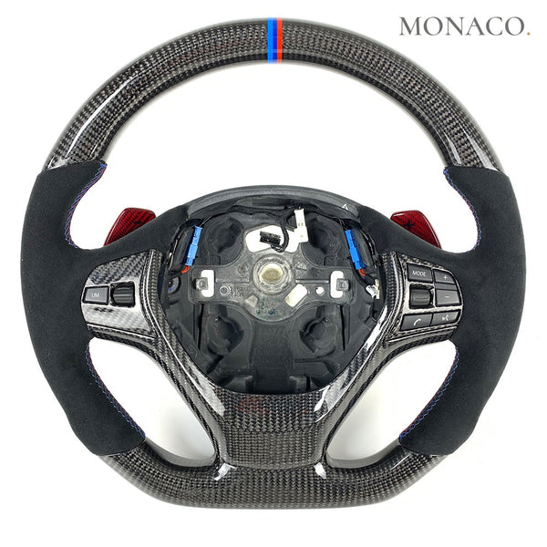 2012–2018 BMW 3 Series F30 / F31 / F34 Carbon Fiber Steering Wheel – Carbon Fiber & Black Suede
