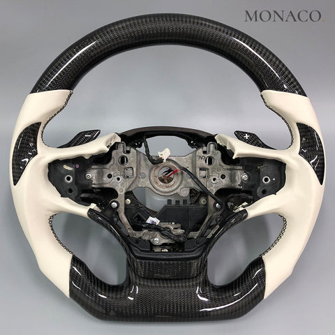 Custom carbon fiber steering wheel for Lexus ES IS ES350 IS250 IS350 (2014–2016): White Perforated Leather Carbon