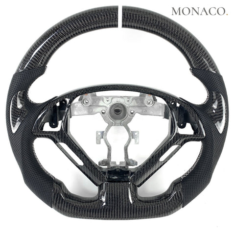 Custom carbon fiber steering wheel for Infiniti G37x-G37 (2008–2013): Perforated Leather