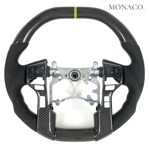 Custom carbon fiber steering wheel for Toyota Tacoma Prado (2016–2023): Perforated Leather Carbon