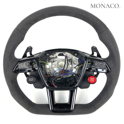 Custom carbon fiber steering wheel for Audi A4 A5 A6 A7 RS3 Q3 Q5 (2016–2024): Full Suede