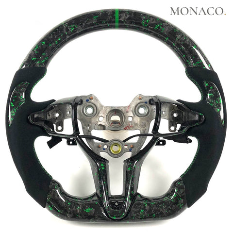 Custom carbon fiber steering wheel for Hyundai Elantra N-Line i30N i20N (2017–2023): Green Powder Forged Carbon