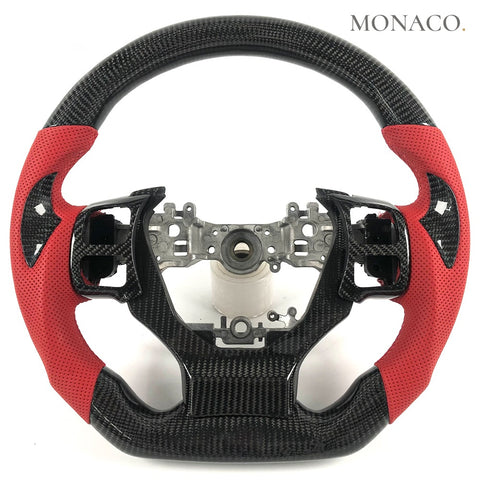 Custom carbon fiber steering wheel for Lexus NX ES IS GS350 (2014–2020): Red Perforated Leather Carbon