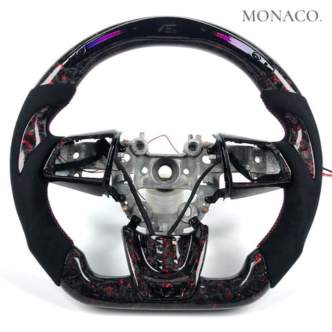 Custom carbon fiber steering wheel for Kia Stinger GT GT1 GT2 (2018–2019): Suede LED Forged Carbon