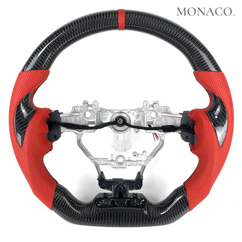 Custom carbon fiber steering wheel for Lexus IS IS250 IS350 GS RC F (2014–2020): Red Perforated Leather Carbon