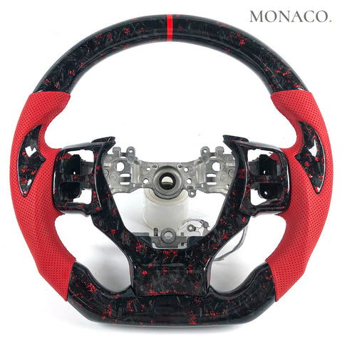 Custom carbon fiber steering wheel for Lexus NX RC F RX ES GS (2014–2020): Red Perforated Leather Red Forged Carbon