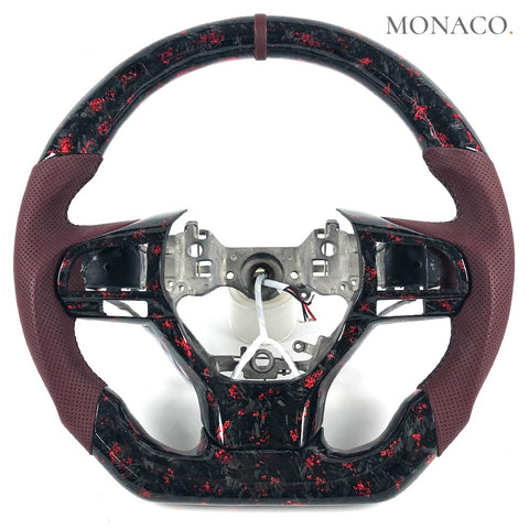 Custom carbon fiber steering wheel for Lexus CT200h RX RX350 IS300 (2014–2020): Red Forged Carbon