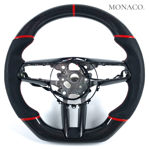 Custom carbon fiber steering wheel for Porsche Cayenne Panamera 911 997 992 981 (2005–2024): Perforated Leather Carbon