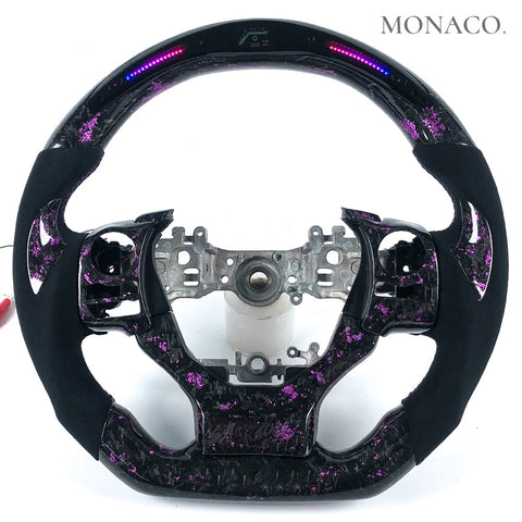 Custom carbon fiber steering wheel for Lexus NX IS ES GS GX (2014–2022): Suede LED Purple Carbon