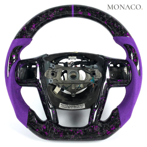 Custom carbon fiber steering wheel for Chrysler 300 300C (2010–2012): Purple Suede Purple Forged Carbon