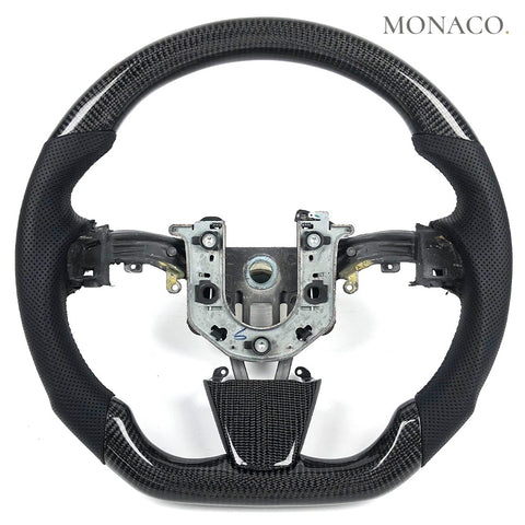 Custom carbon fiber steering wheel for Cadillac CTS CTS-V CT4 CT5 ATS ATS-V (2013–2023): Black Perforated Leather Carbon