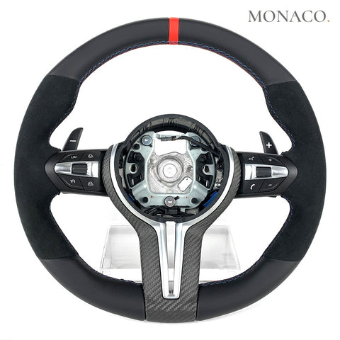Custom carbon fiber steering wheel for BMW M2 F87, M3 F80, M4 F82, 3 Series F30, 5 Series F10 (2012–2020): Full Leather