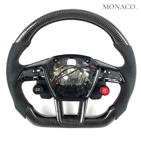 Custom carbon fiber steering wheel for Audi A6 C7 C8 A7 S6 RS6 (2012–2020): Black Suede Carbon