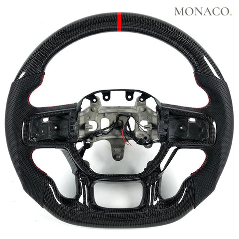 Custom carbon fiber steering wheel for Dodge Ram 1500 2500 3500 (2019–2024): Black Perforated Leather Carbon