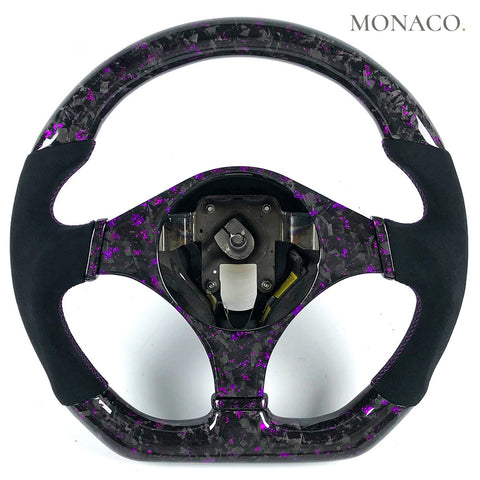 Custom carbon fiber steering wheel for Mitsubishi Lancer Evolution X (2008–2015): Black Suede Forged Carbon