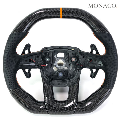 Custom carbon fiber steering wheel for Lamborghini Aventador Urus Centenario (2018–2022): Perforated Leather Carbon