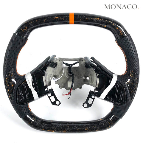 Custom carbon fiber steering wheel for Chevrolet Corvette C8 (2020–2024): Perforated Leather Forged Carbon