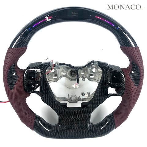 Custom carbon fiber steering wheel for Lexus ES IS GS NX RX IS350 GS350 (2014–2020): Perforated Leather LED Carbon