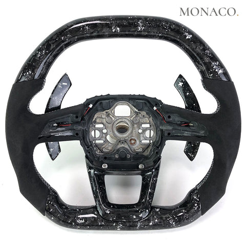 Custom carbon fiber steering wheel for Audi A4 A6 Q3 Q5 Q7 Q8 S3 S5 RS3 RS5 (2016–2024): Suede Forged Carbon