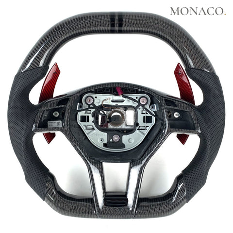 Custom carbon fiber steering wheel for Mercedes-Benz C-Class W204 C63 C350 (2008–2014): Carbon