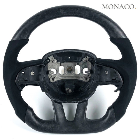 Custom carbon fiber steering wheel for Dodge Challenger Charger SRT (2014–2016): Black Suede Matte Carbon