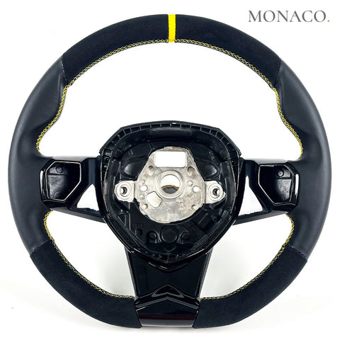 Custom carbon fiber steering wheel for Lamborghini Aventador Huracan Gallardo Urus LP550 LP560 LP570 (2008–2024): All Leather