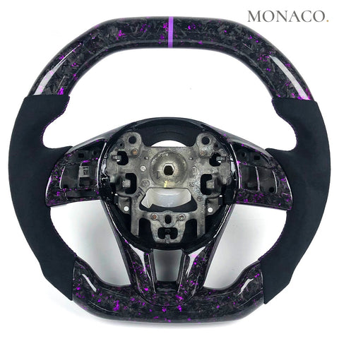 Custom carbon fiber steering wheel for Mazda Mazda3 Mazda6 CX-3 CX-5 (2012–2016): Suede Purple Forged Carbon