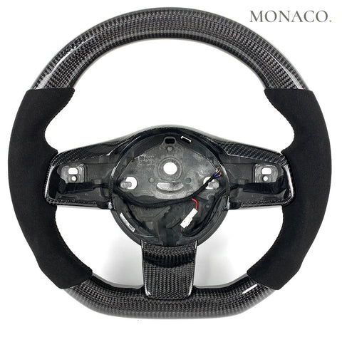 Custom carbon fiber steering wheel for Jaguar F-Type SVR XE XF F-Pace E-Pace (2015–2025): Black Suede Carbon