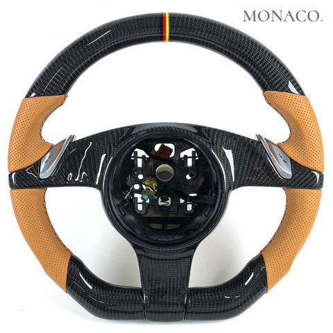 Custom carbon fiber steering wheel for Porsche Cayenne Panamera 911 981 (2010–2014): Perforated Leather Carbon