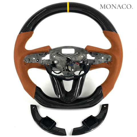 Custom carbon fiber steering wheel for Cadillac CTS CT4 CT5 ATS ATS-V (2019–2023): Suede Carbon