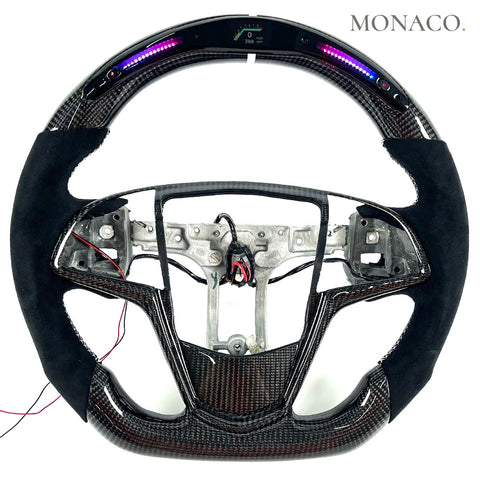 Custom carbon fiber steering wheel for Cadillac CTS-V ATS-V STS XT5 XT4 CT5 CT6 (2013–2016): Black Suede LED Carbon