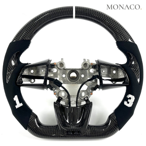 Custom carbon fiber steering wheel for Kia Stinger GT (2018–2019): Black Suede Carbon