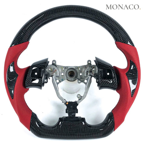 Custom carbon fiber steering wheel for Lexus IS IS200 IS250 IS350 (2013–2015): Red Perforated Leather Carbon